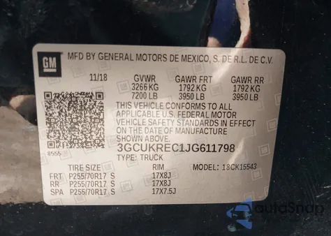 2018 Chevrolet Silverado 1500 1Lt from USA, damaged, VIN 3GCUKREC1JG611798